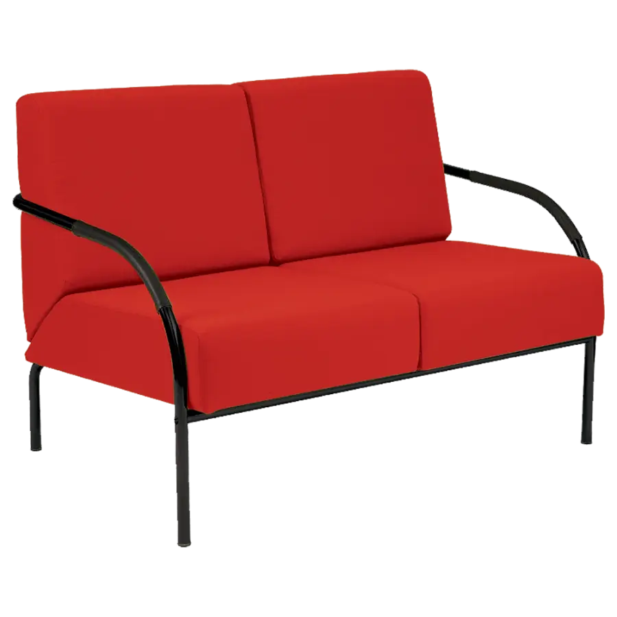 SPA 2 černý lak, látka BONDAI BN14 (4011) - látka červená